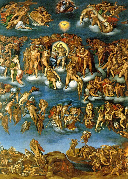 Vatican City. Sistine Chapel. The Fresco "The Last Judgement" by Michelangelo, 16th century.