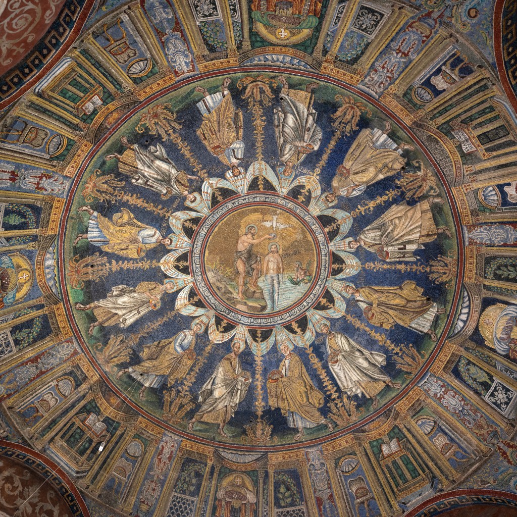 Dome Mosaic in Orthodox Baptistry, Ravenna, Italy, 5th century. Artist: Unknown.